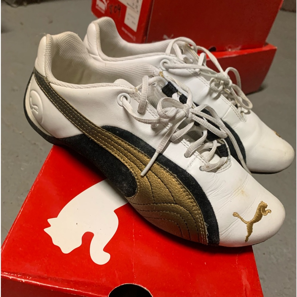 Puma Future Cat Low L II metallic gold black white sneakers